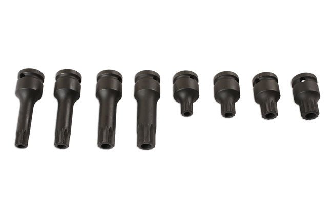 Laser Tools 5273 Impact Tamperproof Spline Socket Bit Set 1/2"D 8pc Laser Tools