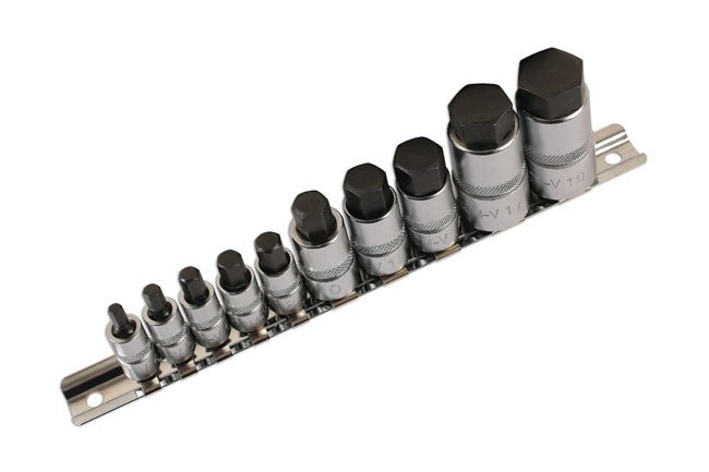 Laser Tools 5522 Hex Socket Bit Set 1/4"D, 3/8"D, 1/2"D 10pc Laser Tools