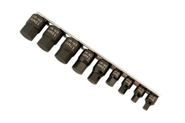 Laser Tools 5665 Low Profile Impact Hex Socket Bit Set 1/4"D, 3/8"D 9pc Laser Tools