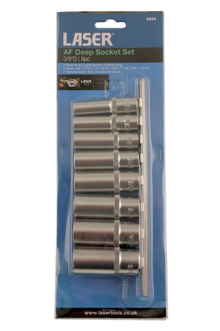 Laser Tools 5694 AF Deep Socket Set 3/8"D 8pc Laser Tools