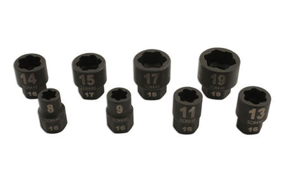 Laser Tools 5966 Damaged Nut/Bolt Remover 3/8"D 8pc Laser Tools