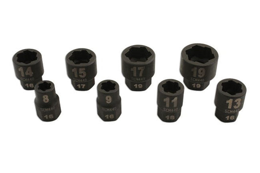 Laser Tools 5966 Damaged Nut/Bolt Remover 3/8"D 8pc Laser Tools