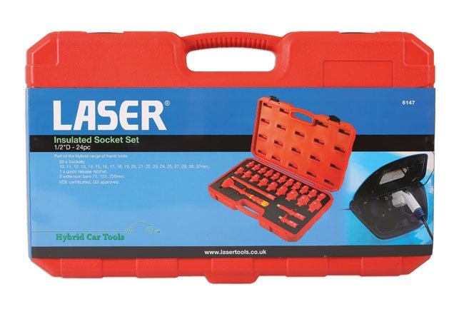 Laser Tools 6147 Insulated Socket Set 1/2"D 24pc Laser Tools