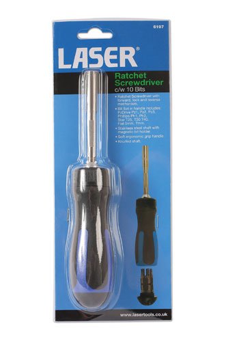 Laser Tools 6197 Ratchet Screwdriver & 10 Bits Laser Tools