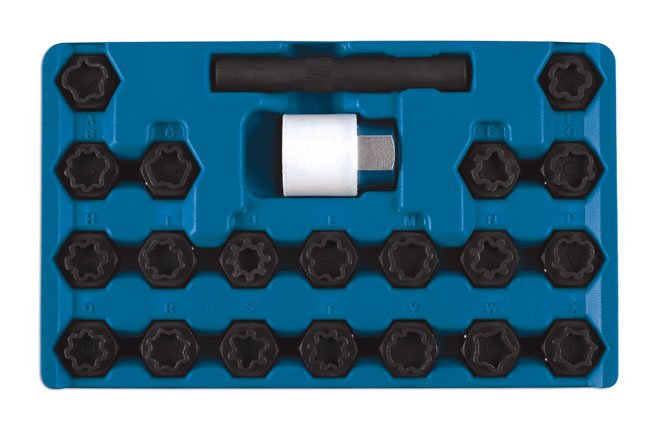 Laser Tools 6232 Locking Wheel Nut Key Set 22pc - for Audi Laser Tools