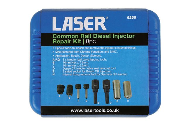 Laser Tools 6256 Common Rail Diesel Injector Repair Kit 8pc Laser Tools