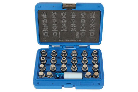 Laser Tools 6275 Locking Wheel Nut Key Set 23pc - for VAG Laser Tools