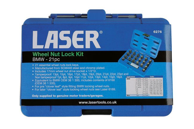 Laser Tools 6276 Locking Wheel Nut Key Set 21pc - for BMW Laser Tools