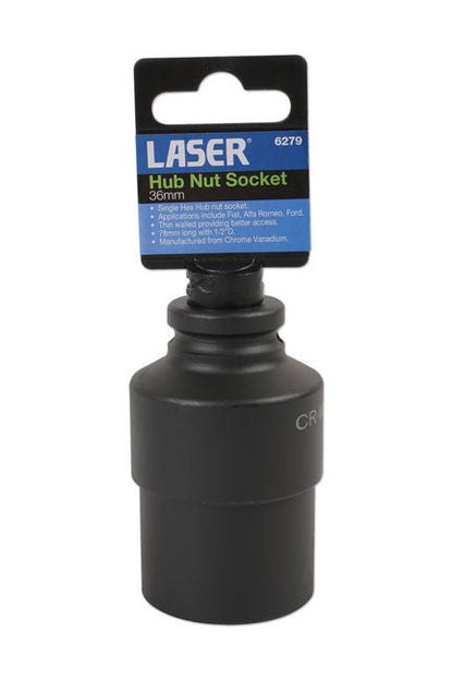 Laser Tools 6279 Deep Hub Nut Socket 1/2"D 36mm - Thin Walled Laser Tools