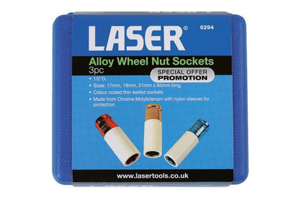 Laser Tools 6294 Alloy Wheel Nut Sockets 1/2"D 3pc Laser Tools