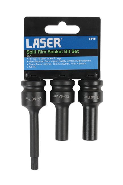 Laser Tools 6345 Split Rim Socket Bit Set 3pc Laser Tools
