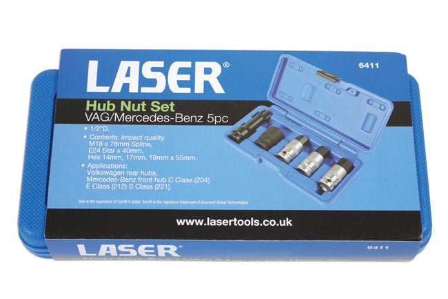 Laser Tools 6411 Hub Nut Tool Kit 1/2"D 5pc Laser Tools