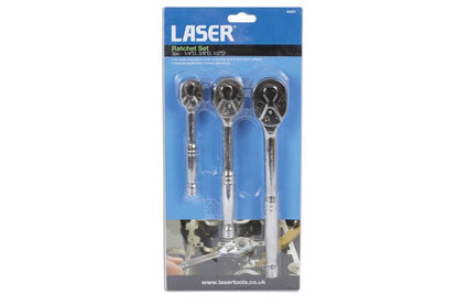 Laser Tools 6421 Standard Ratchet Set 1/4"D, 3/8"D, 1/2"D 3pc Laser Tools