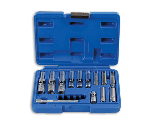 Laser Tools 6424 Specialist Thin Wall Glow Plug Socket Set 1/4"D, 3/8"D 18pc Laser Tools