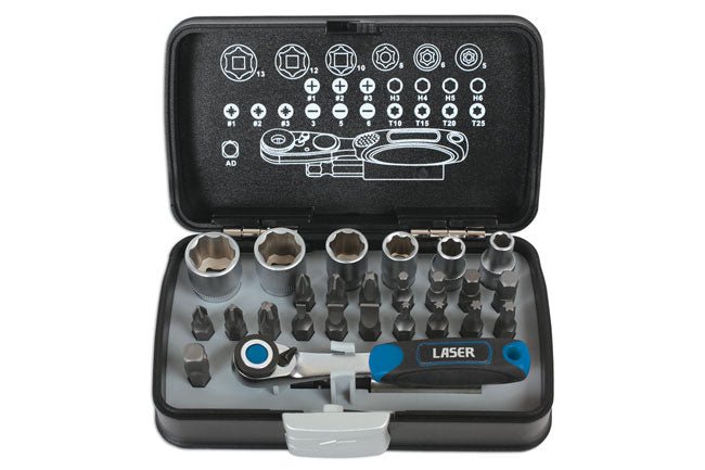 Laser Tools 6555 Socket and Bit Set 1/4"D 26pc Laser Tools