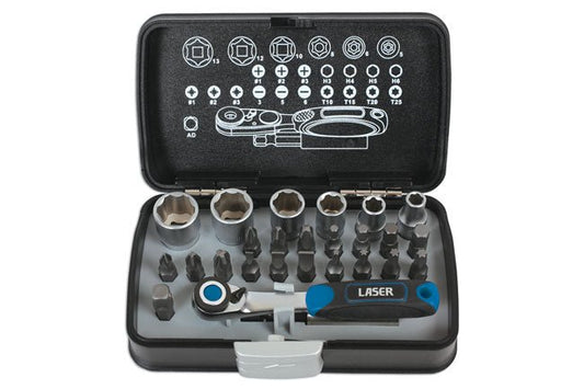 Laser Tools 6555 Socket and Bit Set 1/4"D 26pc Laser Tools