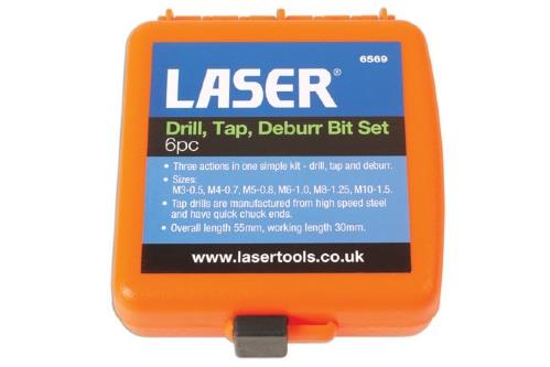 Laser Tools 6569 Drill, Tap & Deburr Bit Set 6pc Laser Tools