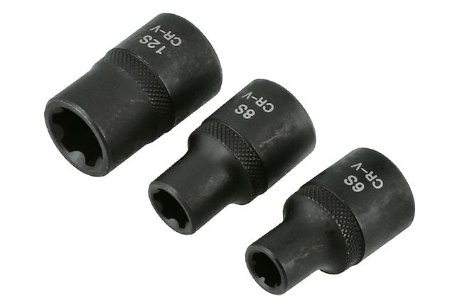 Laser Tools 6575 Ribe Socket Set 1/2"D 3pc Laser Tools