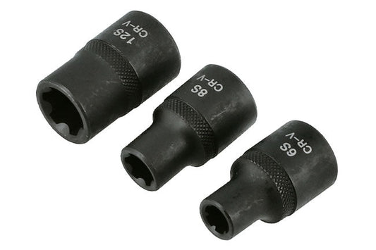 Laser Tools 6575 Ribe Socket Set 1/2"D 3pc Laser Tools