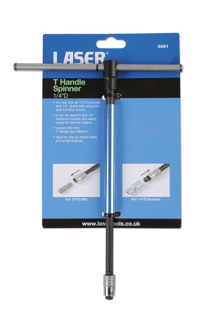 Laser Tools 6581 T-Handle Spinner 1/4"D Laser Tools