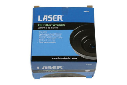 Laser Tools 6609 Oil Filter Wrench 3/8"D - 93mm x 15 Flutes Laser Tools