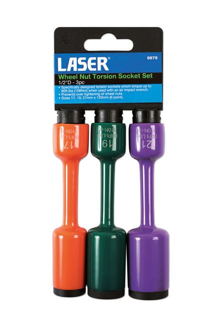 Laser Tools 6679 Wheel Nut Torsion Socket Set 3pc Laser Tools