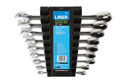 Laser Tools 6699 AF Ratchet Ring Combination Spanner Set 9pc Laser Tools