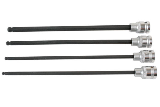 Laser Tools 6711 Extra Long Ball End Hex Socket Bit Set 1/2"D 4pc Laser Tools
