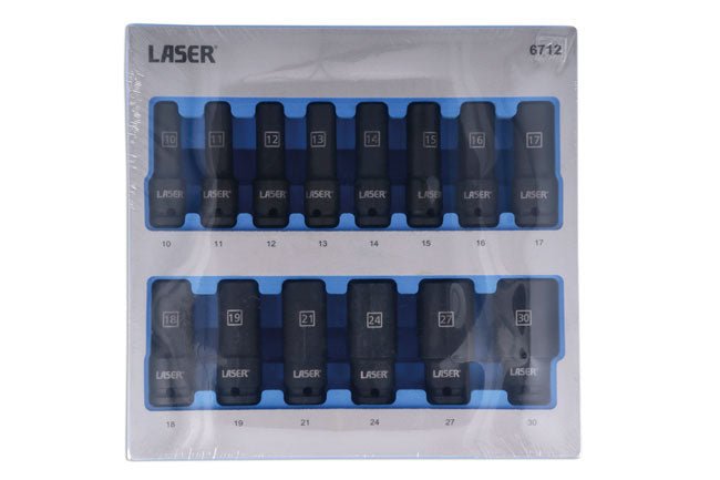 Laser Tools 6712 Deep Impact Socket Set 1/2"D 14pc Laser Tools