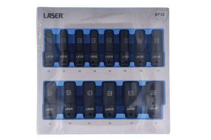 Laser Tools 6712 Deep Impact Socket Set 1/2"D 14pc Laser Tools