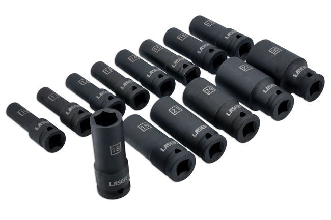Laser Tools 6712 Deep Impact Socket Set 1/2"D 14pc Laser Tools