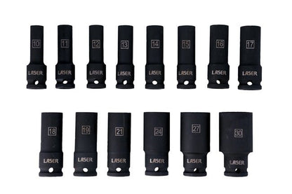 Laser Tools 6712 Deep Impact Socket Set 1/2"D 14pc Laser Tools