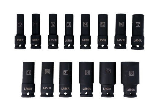 Laser Tools 6712 Deep Impact Socket Set 1/2"D 14pc Laser Tools