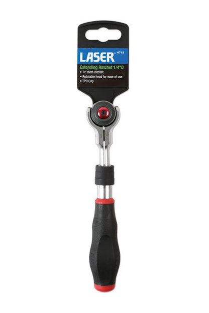 Laser Tools 6713 Extending Swivel Head Ratchet 1/4"D Laser Tools