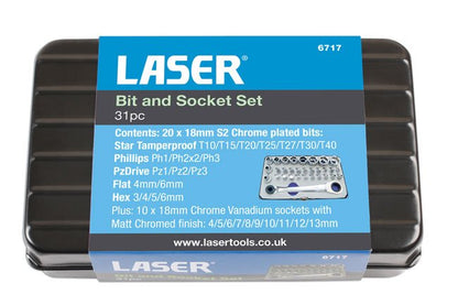 Laser Tools 6717 Socket and Bit Set 1/4"D 31pc Laser Tools