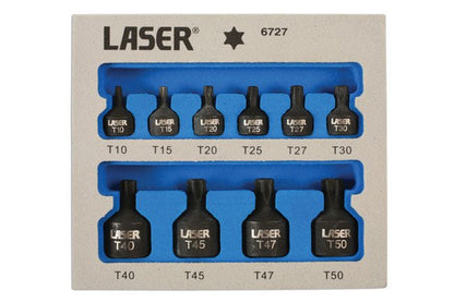Laser Tools 6727 Low Profile Impact Star Socket Bit Set 1/4"D, 3/8"D 10pc Laser Tools