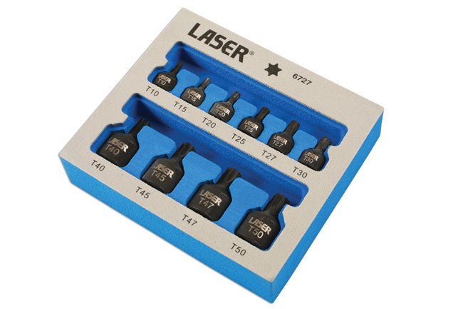 Laser Tools 6727 Low Profile Impact Star Socket Bit Set 1/4"D, 3/8"D 10pc Laser Tools