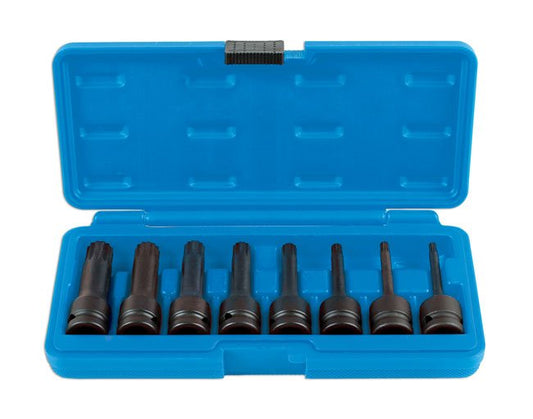 Laser Tools 6749 Long Impact Tamperproof Spline Socket Bit Set 1/2"D 8pc Laser Tools
