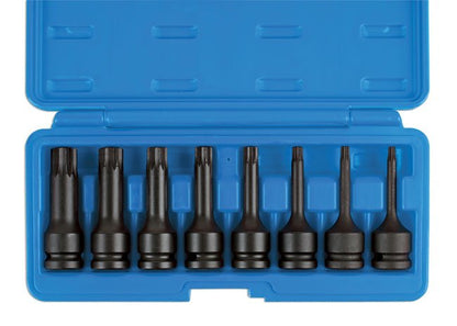 Laser Tools 6749 Long Impact Tamperproof Spline Socket Bit Set 1/2"D 8pc Laser Tools