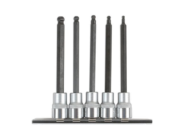 Laser Tools 6765 Long Ball End Hex Socket Bit Set 3/8"D 5pc Laser Tools