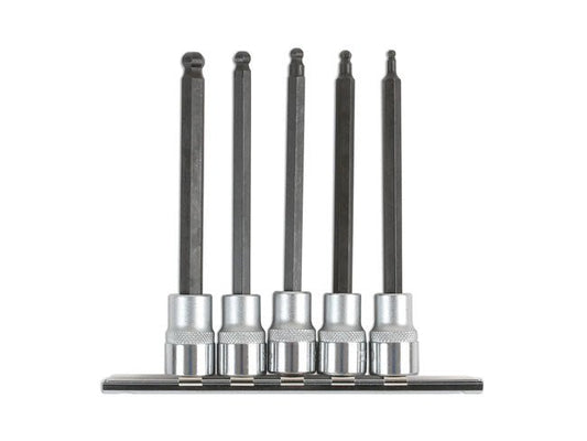 Laser Tools 6765 Long Ball End Hex Socket Bit Set 3/8"D 5pc Laser Tools