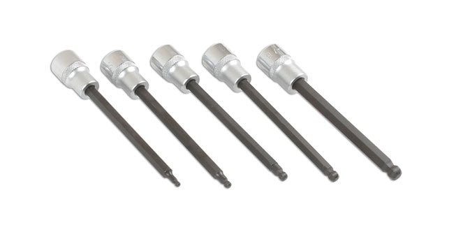 Laser Tools 6765 Long Ball End Hex Socket Bit Set 3/8"D 5pc Laser Tools