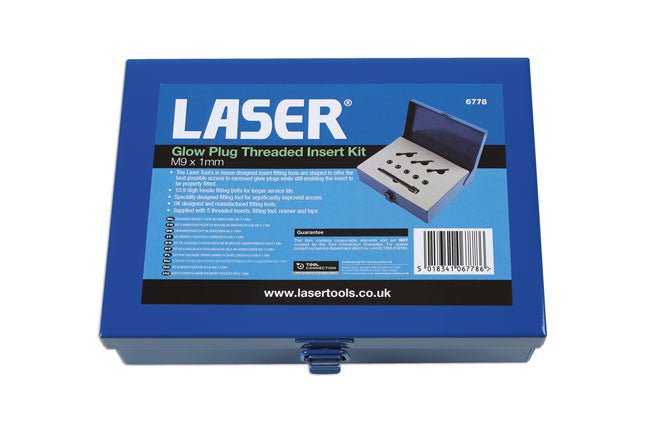 Laser Tools 6778 Glow Plug Threaded Insert Kit M9 x 1mm Laser Tools