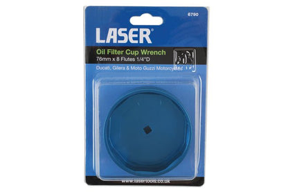 Laser Tools 6790 Oil Filter Cup Wrench 76mm x 8 Flutes 1/4"D Laser Tools