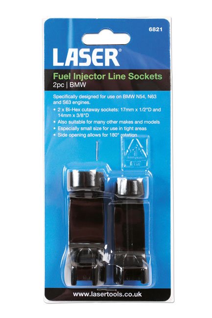 Laser Tools 6821 Fuel Injector Line Sockets 2pc - for BMW Laser Tools