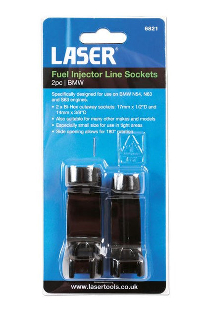 Laser Tools 6821 Fuel Injector Line Sockets 2pc - for BMW Laser Tools