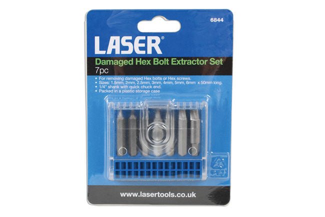 Laser Tools 6844 Damaged Hex Bolt Extractor Set 7pc Laser Tools