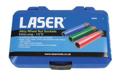 Laser Tools 6866 Alloy Wheel Nut Socket Set - Extra Long Laser Tools
