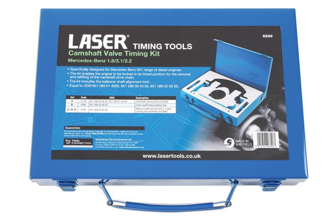Laser Tools 6896 Timing Kit - for Mercedes-Benz 1.8, 2.1, 2.2 Diesel Laser Tools