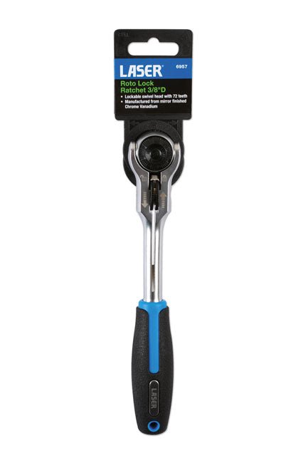 Laser Tools 6957 Roto Lock Swivel Head Ratchet 3/8"D Laser Tools